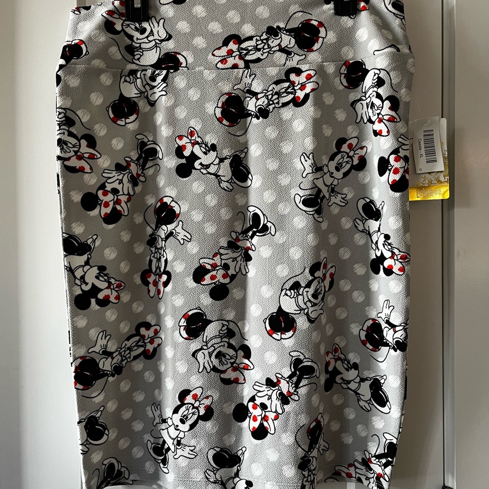 LuLaRoe Disney Minnie Mouse Pencil Skirt - Grey/Black/Red
